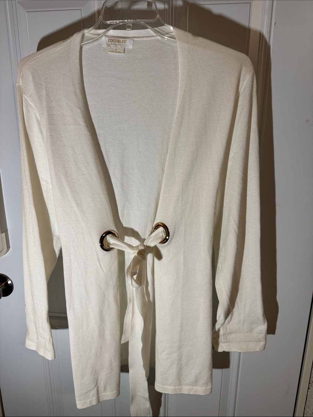 Cocoblu Cream Tie-Front Women's Cardigan